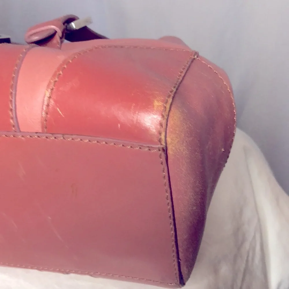 Women's Pink Leather Satchel Shoulder Bag